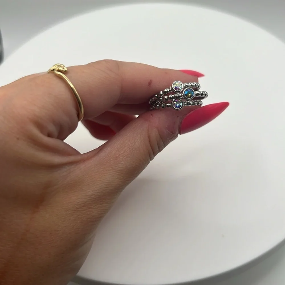 188. QUDO set of 3 stainless steel stackable rings. Size 7.